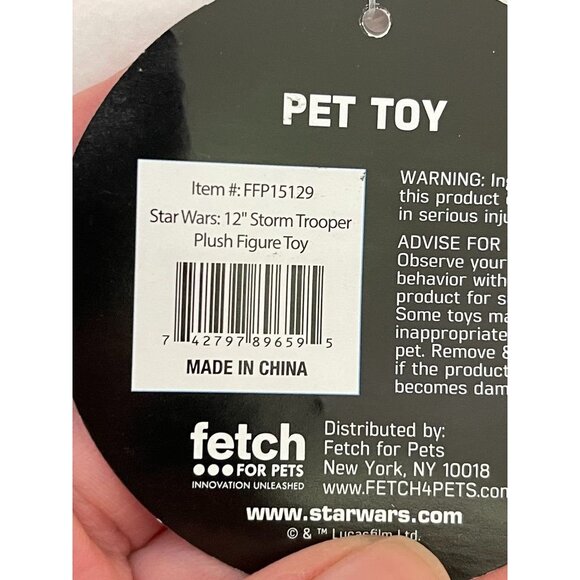 NWT Star Wars Stormtrooper Plush Pet Toy 12" By Fetch For Pets Soft Squeaky Dura - Picture 4 of 4